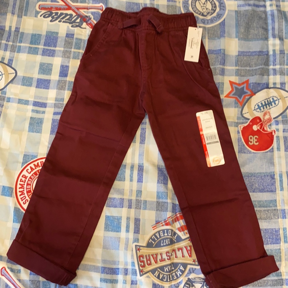 Maroon colored drawstring pants